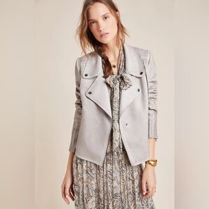 Anthro Marrakech Python snake gray Sueded Moto Jacket zip